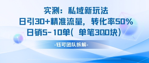 实测私域新玩法日引30加精准流量转化率50%日销5-10单每笔3张-柯南聊项目