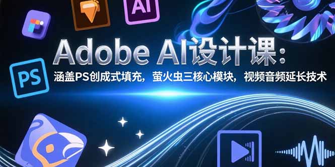 Adobe AI设计课：涵盖PS创成式填充，萤火虫三核心模块，视频音频延长技术-柯南聊项目