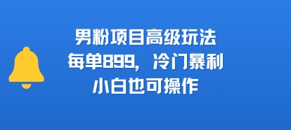 男粉项目高级玩法，每单899，冷门暴利，小白也可操作-柯南聊项目
