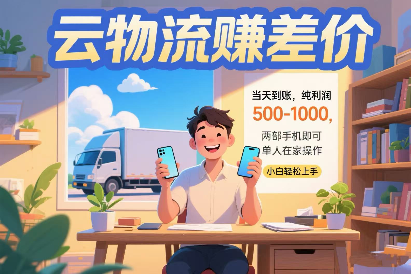 云物流赚差价 当天到账纯利润500-1000 两部手机即可 可单人在家操作 小…-柯南聊项目