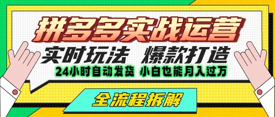 拼多多最新实战运营高投产：长久稳定项目，单店利润一天三位数-柯南聊项目