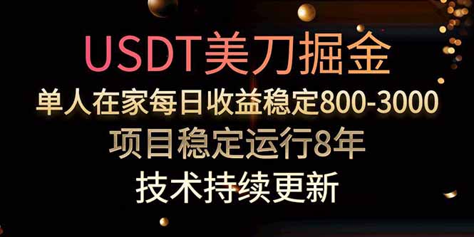 USDT美刀掘金，单人每日收益800-3000，稳定运行8年-柯南聊项目