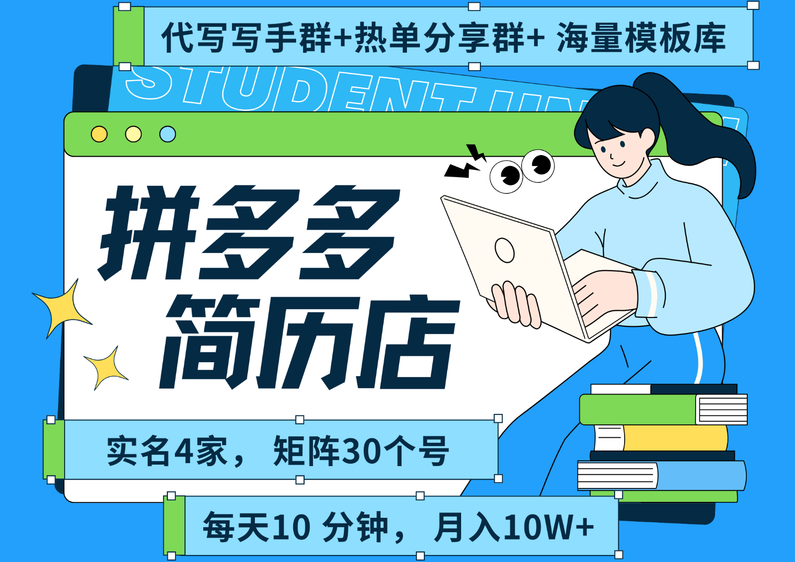 拼多多电商 拼多多 虚拟资料 简历 海报代写 全SOP流程 毫无保留分享(含后端资料)-柯南聊项目
