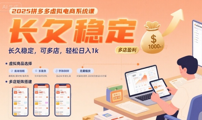 2025拼多多虚拟电商系统课，长久稳定，可多店，轻松日入1k-柯南聊项目