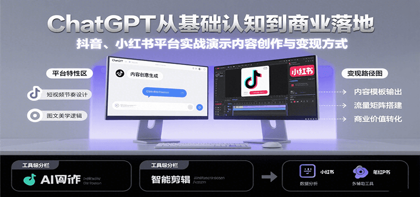 ChatGPT从基础认知到商业落地，实战演示抖音、小红书等平台的内容创作与变现-柯南聊项目