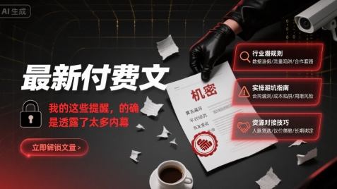 最新付费文：我的这些提醒，的确是透露了太多内幕-柯南聊项目