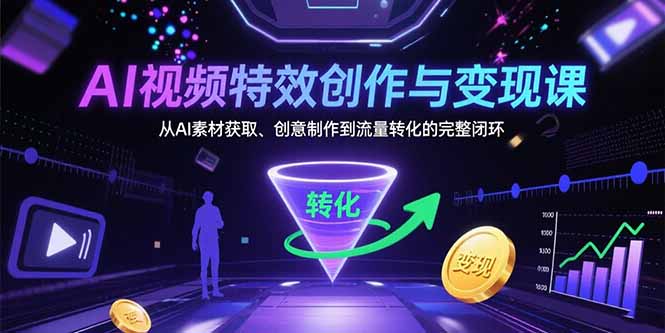 AI视频特效创作与变现课：从AI素材获取、创意制作到流量转化的完整闭环-柯南聊项目