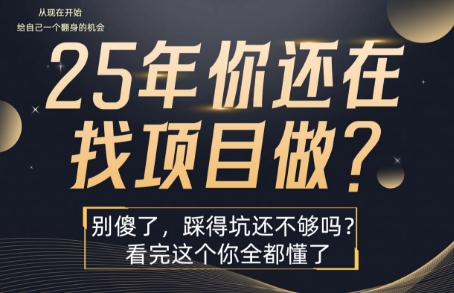 25年，你还在疯狂的找项目吗？别傻了，看完这个你都懂了【揭秘】-柯南聊项目