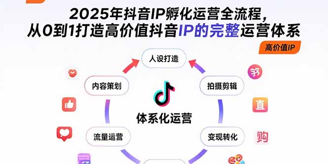 2025年抖音IP孵化运营全流程，从0到1打造高价值抖音IP的完整运营体系-柯南聊项目
