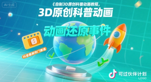 自制3D原创科普动画教程，动画还原事件，抖音最新热门赛道，可过伙伴计划-柯南聊项目