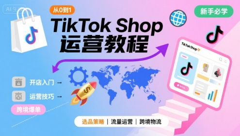 TikTok Shop从0到1运营教程，TikTok跨境电商新手必学课程-柯南聊项目