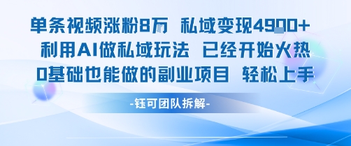 单条视频私域变现4.9k+利用AI做私域玩法 已经开始火热0基础也能做的副业项目轻松上手-柯南聊项目
