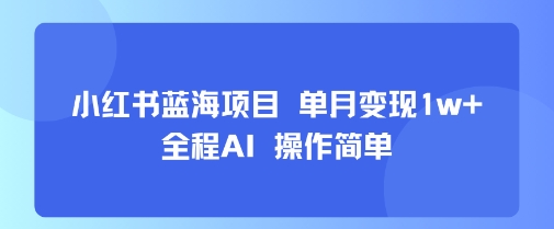 小红书蓝海项目 单月变现1w+ 全程AI 操作简单-柯南聊项目
