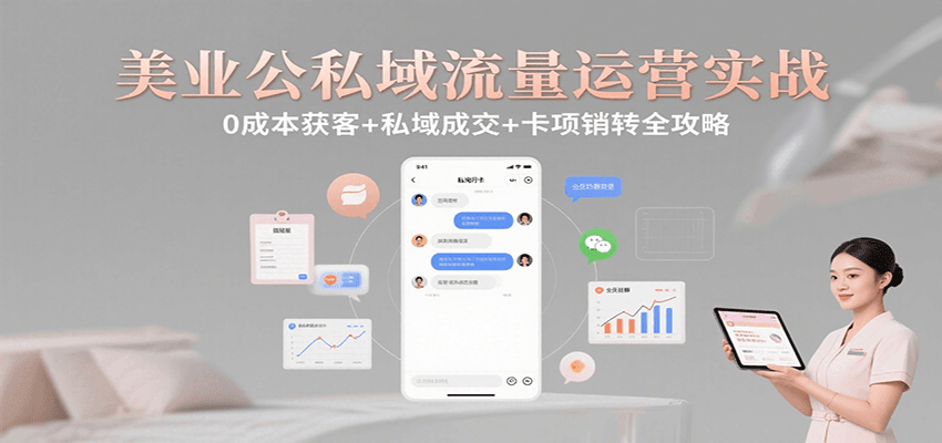 美业公私域流量运营实战：0成本获客+私域成交+卡项销转全攻略-柯南聊项目
