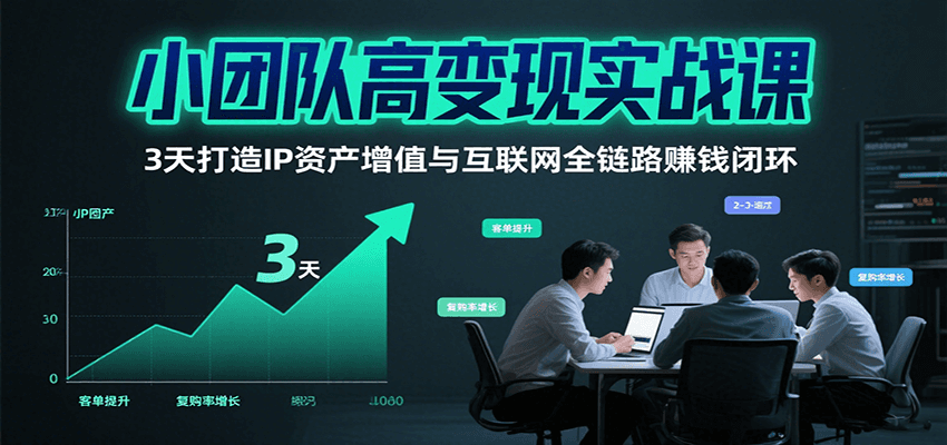 小团队高变现实战课，3天打造IP资产增值与互联网全链路赚钱闭环(第二期)-柯南聊项目