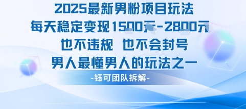 2025最新男粉项目玩法每天变现1k+也不违规也不会封号男人最懂男人的玩法-柯南聊项目