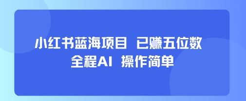 小红书蓝海项目，全程AI，操作简单，已挣五位数-柯南聊项目