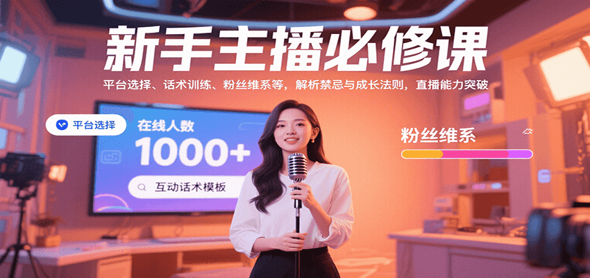 新手主播必修课：平台选择、话术训练、粉丝维系等，解析禁忌与成长法则，突破直播能力-柯南聊项目