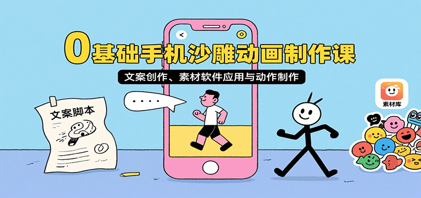 0基础手机沙雕动画制作课，文案创作、素材软件应用与动作制作-柯南聊项目