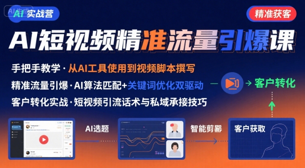 AI+短视频引爆精准客户实战营，手把手教你引爆Ai短视频精准流量-柯南聊项目