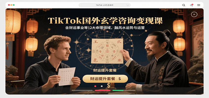 TikTok国外玄学咨询变现课，含财运事业等12大命理领域，融风水运势与运营-柯南聊项目