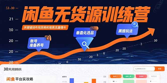 闲鱼无货源训练营：账号准备养号/垂直化选品/黑搜玩法，0基础30天盈利指南-柯南聊项目