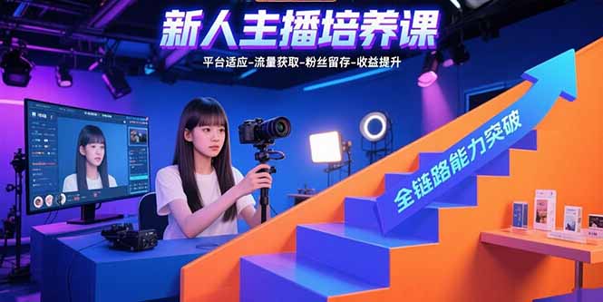 新人主播培养课：平台适应-流量获取-粉丝留存-收益提升 全链路能力突破-柯南聊项目
