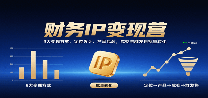 财务IP变现营：9大变现方式、定位设计、产品包装，成交与群发售批量转化-柯南聊项目
