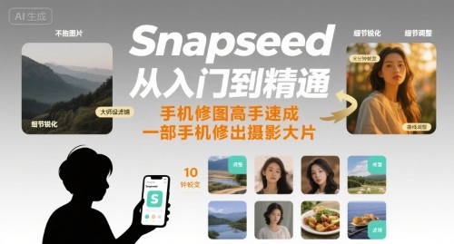 Snapseed从入门到精通，手机修图高手速成，一部手机就能修出摄影大片-柯南聊项目