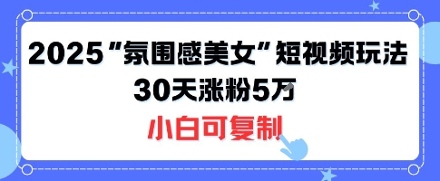 不露脸也能火！2025“氛围感美女”短视频玩法，30天涨粉5W小白可复制-柯南聊项目