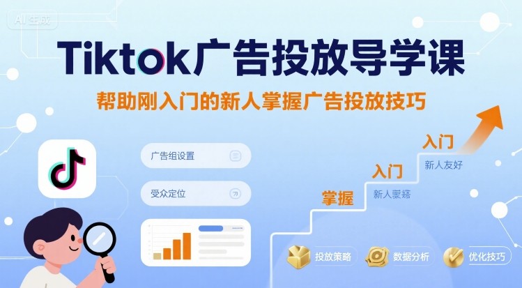 Tiktok广告投放导学课，帮助刚入门的新人掌握广告投放技巧-柯南聊项目