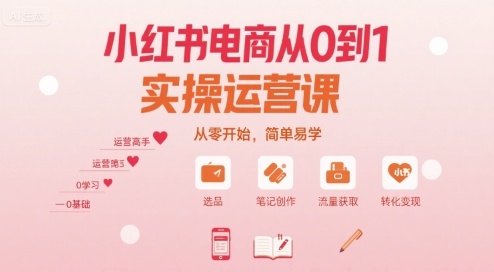 小红书电商从0到1实操运营课，从零开始，简单易学-柯南聊项目