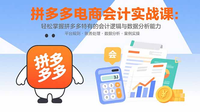 拼多多电商会计实战课：轻松掌握拼多多特有的会计逻辑与数据分析能力-柯南聊项目