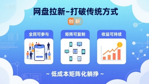 网盘拉新-打破传统方式，低成本矩阵化躺挣，全民可参与、矩阵可复制、收益可持续【揭秘】-柯南聊项目