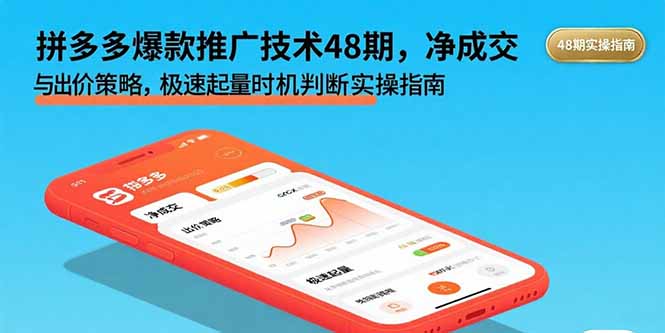 拼多多爆款推广技术48期，净成交与出价策略，极速起量时机判断实操指南-柯南聊项目