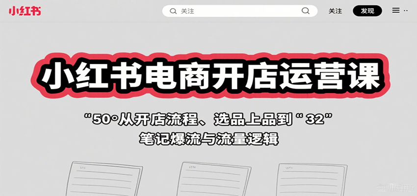 小红书电商开店运营课：从开店流程、选品上品到笔记爆流与流量逻辑-柯南聊项目