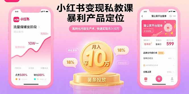 小红书变现私教课，暴利产品定位，高转化内容生产术，快速实现月入10万-柯南聊项目