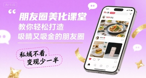 朋友圈美化课堂，教你轻松打造，吸睛又吸金的朋友圈，私域不看，变现少一半-柯南聊项目