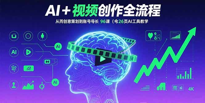 AI+短视频创作全流程：从创意策划到账号增长，96节课(含26项AI工具教学-柯南聊项目