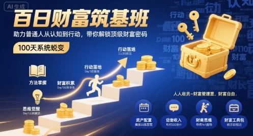 百日财富筑基班，助力普通人从认知到行动，带你解锁顶级财富密码-柯南聊项目