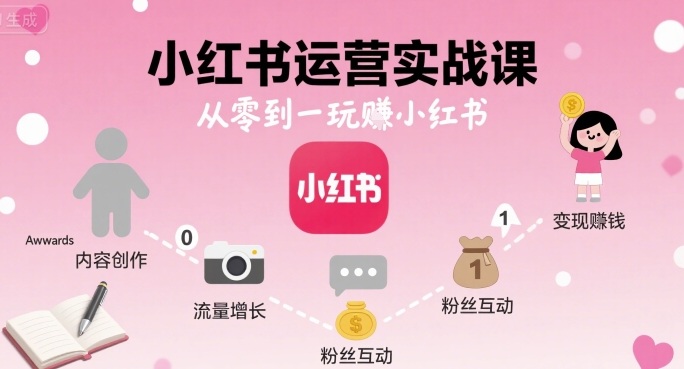 小红书运营实战课，从零到一玩賺小红书-柯南聊项目