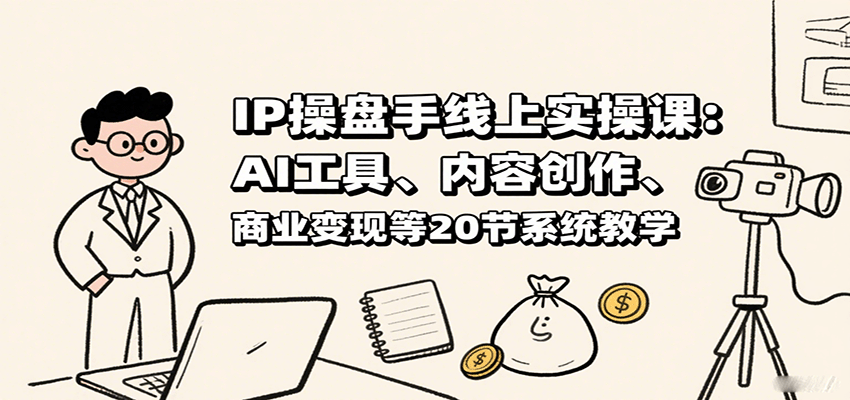 IP操盘手线上实操课：AI工具、内容创作、商业变现等20节系统教学-柯南聊项目