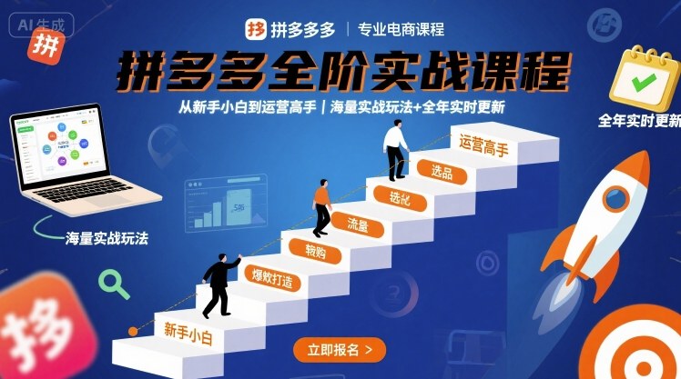 拼多多全阶实战课程，从新手小白到运营高手，海量实战玩法+全年实时更新【2025年9月更新】-柯南聊项目