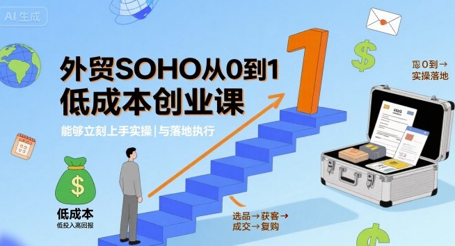 外贸SOHO从0到1低成本创业课，能够立刻上手实操与落地执行-柯南聊项目