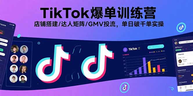 TikTok爆单训练营，店铺搭建/达人矩阵/GMV投流，单日破千单实操-柯南聊项目