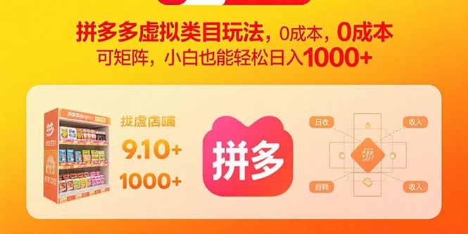 拼多多虚拟类目玩法，0成本，可矩阵，小白也能轻松日入1000+-柯南聊项目