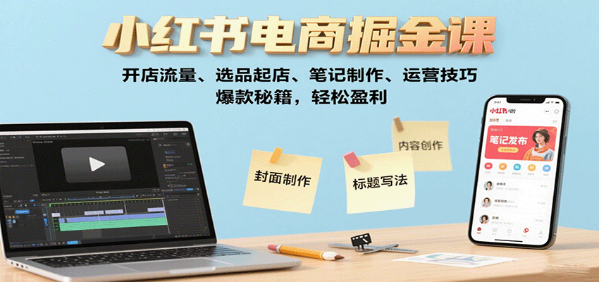小红书电商掘金课：开店流量、选品起店、笔记制作、运营技巧，爆款秘籍，轻松盈利-柯南聊项目