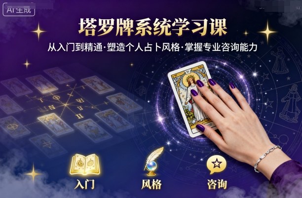 塔罗牌系统学习课，助你从入门到精通，塑造个人占卜风格，掌握专业咨询能力-柯南聊项目