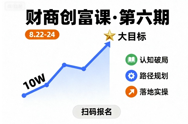 财商创富课第六期8月22-24号，如何从10W起步，一步步实现大目标-柯南聊项目