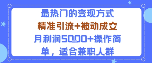 小众赛道玩法：当下最热门的变现方式，精准引流+被动成交月利润5k+操作简单，适合兼职人群-柯南聊项目